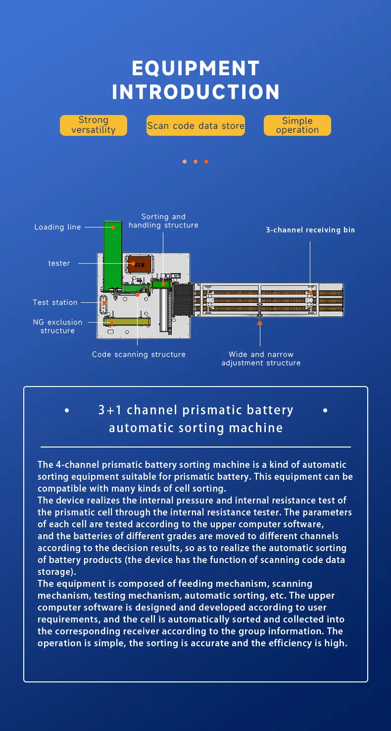 Prismatic Battery 4-Channel Automatic Sorting Machine OCV and IR testing machine第3张